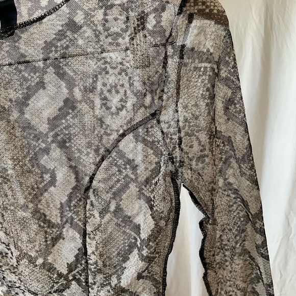 Windsor Sheer Snake-Print Long Sleeve Crop Top - Brown, Beige - Picture 2 of 3